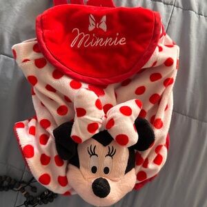 Disney Minnie Mouse Girls Pull String Backpack Red Polka Dots Small 12 in